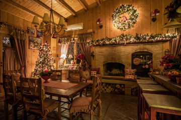 House decorated for the Christmas holidays
