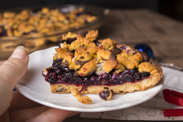 freshly baked cake with fruits and chocolate