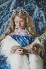 Snow Princess with the ferret in his hands 4563.