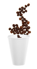 coffee cup with  beans