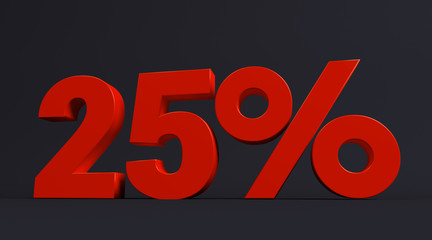 Red 3d 25% text on dark background. See whole set for other numbers.
