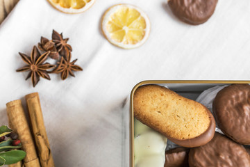 Assorted Cookies on wooden table