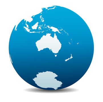 Australia and New Zealand, South Pole, Antarctica, Global World
