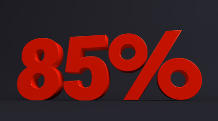 Red 3d 85% text on dark background. See whole set for other numbers.
