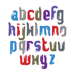 Vector stylish brush lowercase letters, handwritten font, sans serif