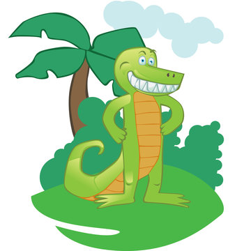 Cartoon crocodile mascot on isolated background