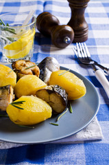 Slices of baked fish