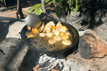 Platones are fried bananas a speciality of Dominican Republic food © fotoember