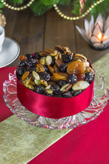 Traditional Christmas fruit and nut cake 