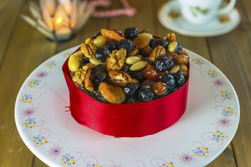 Traditional Christmas fruit and nut cake 