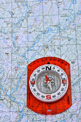 Fototapeta na wymiar Map and compass.
