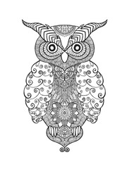 Zentangle stylized eagle owl.