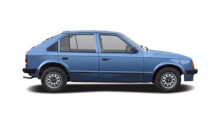 Classic German hatchback car isolated on white