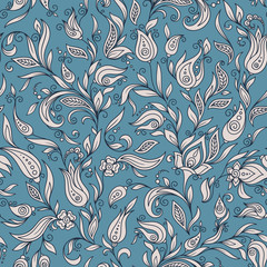 Henna Mehndi Tattoo Flowers Doodles Seamless Pattern