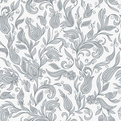 Henna Mehndi Tattoo Flowers Doodles Seamless Pattern