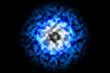 Blue abstract shapes on white circle. Background