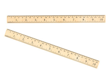 retro wooden ruler isolated on white background