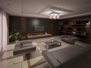 Interer modern comfortable living room.