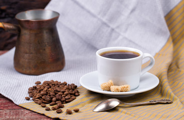 Black coffee and cane sugar