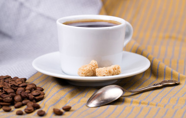 Black coffee and cane sugar