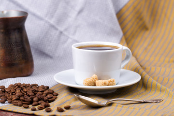 Black coffee and cane sugar