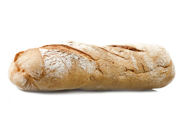 Homemade bread sliced close up on white