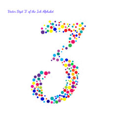 Vector Digit 3 from Bright Color Ink Blots with Splashes