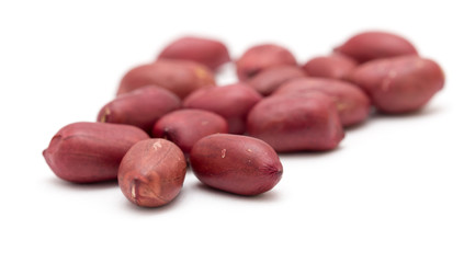 Peanuts on a white background. close