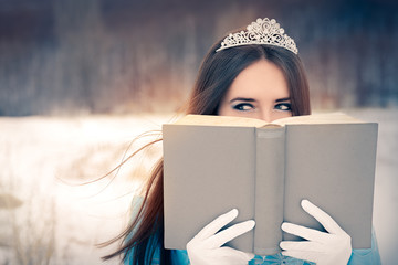Beautiful Snow Queen Reading a Book