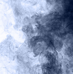 blue smoke on a white background. inversion