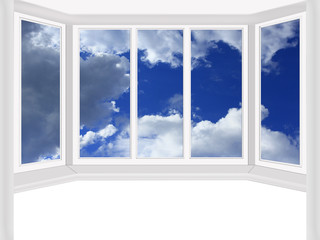 window overlooking the cloudy sky