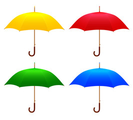 Set of colored umbrellas.Isolated on white background