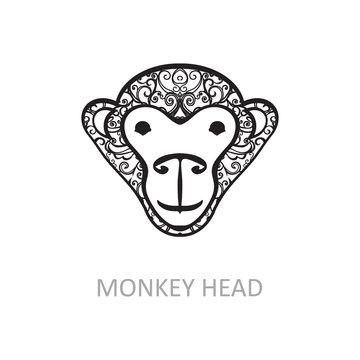 Decorative monkey head - design template.

