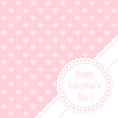 Vector illustration. Banner for design poster or invite Valentine's Day with big heart and title on pink hearts background