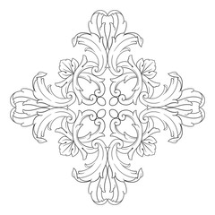 Vintage baroque frame scroll ornament engraving border floral retro pattern antique style acanthus foliage swirl decorative design element filigree calligraphy vector | damask - stock vector