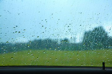 Driving a car in the rain