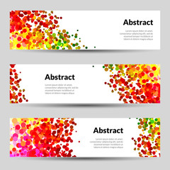 Set of Horizontal Vector Poster Banners Templates with Dots Watercolor simulation Paint Splash. Abstract Background for Business Documents, Flyers and Placards