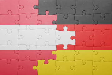puzzle with the national flag of austria and germany