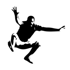 Jumping man, vector silhouette