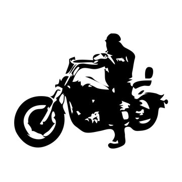 Chopper motorcycle. Motorbike rider, vector silhouette