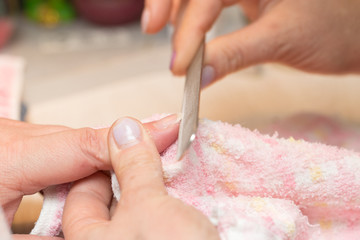 Obraz na płótnie Canvas Manicure in a beauty salon