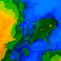 Colorful map abstraction. Yellow, green and blue art graphic.