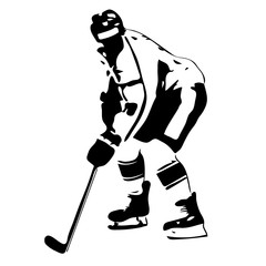 Hockey player. Vector drawing