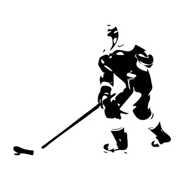 Ice hockey player. Vector silhouette
