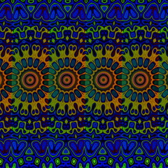 Blue psychedelic pattern background. Modern ornate style.