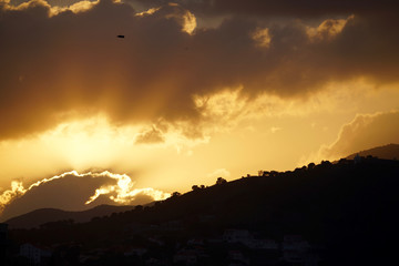 golden sunset on a rock