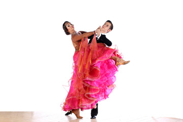 dancers in ballroom isolated on white background
