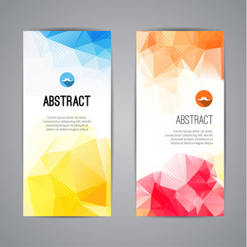 Set of colorful polygonal and triangular geometric banners for modern design