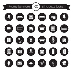 Furniture icons set. Black