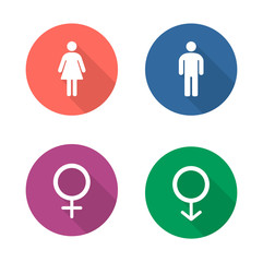 Gender symbols flat design icons set